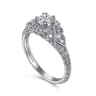 Abel - Vintage Inspired 14K White Gold Round Halo Complete Diamond Engagement Ring - 0.72 ct