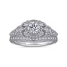 Abel - Vintage Inspired 14K White Gold Round Halo Complete Diamond Engagement Ring - 0.72 ct