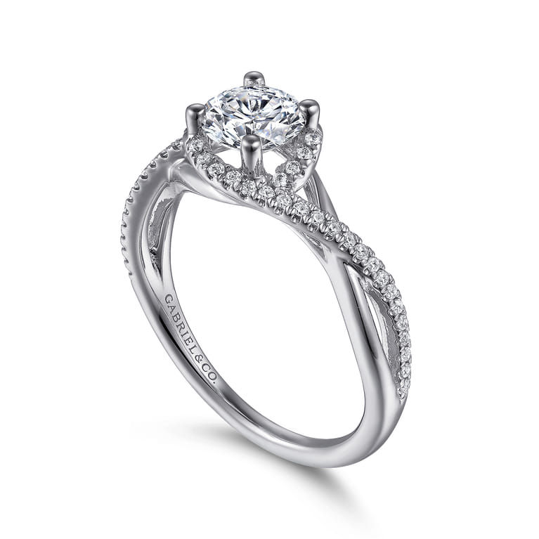 Courtney - 14K White Gold Round Twisted Diamond Engagement Ring - 0.18 ct - Shot 3