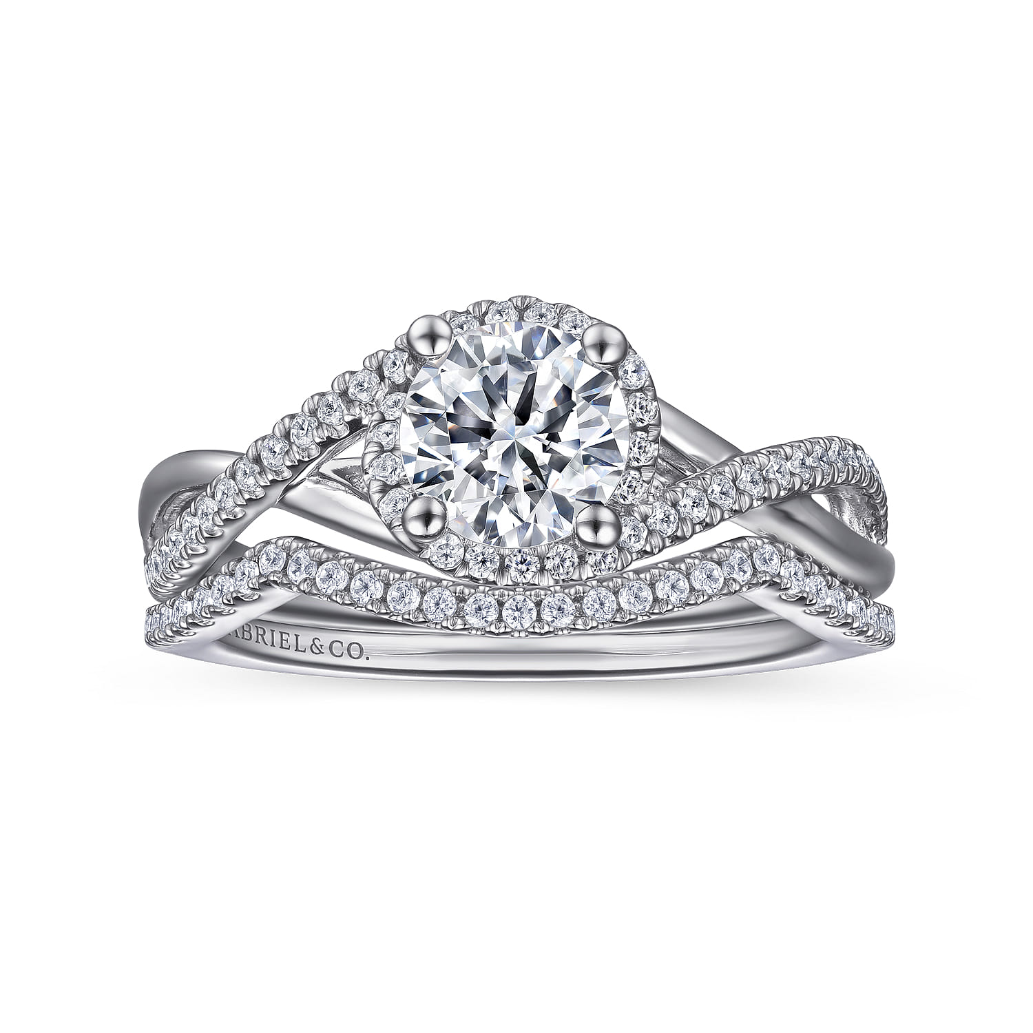 Courtney - 14K White Gold Round Twisted Diamond Engagement Ring - 0.18 ct - Shot 4