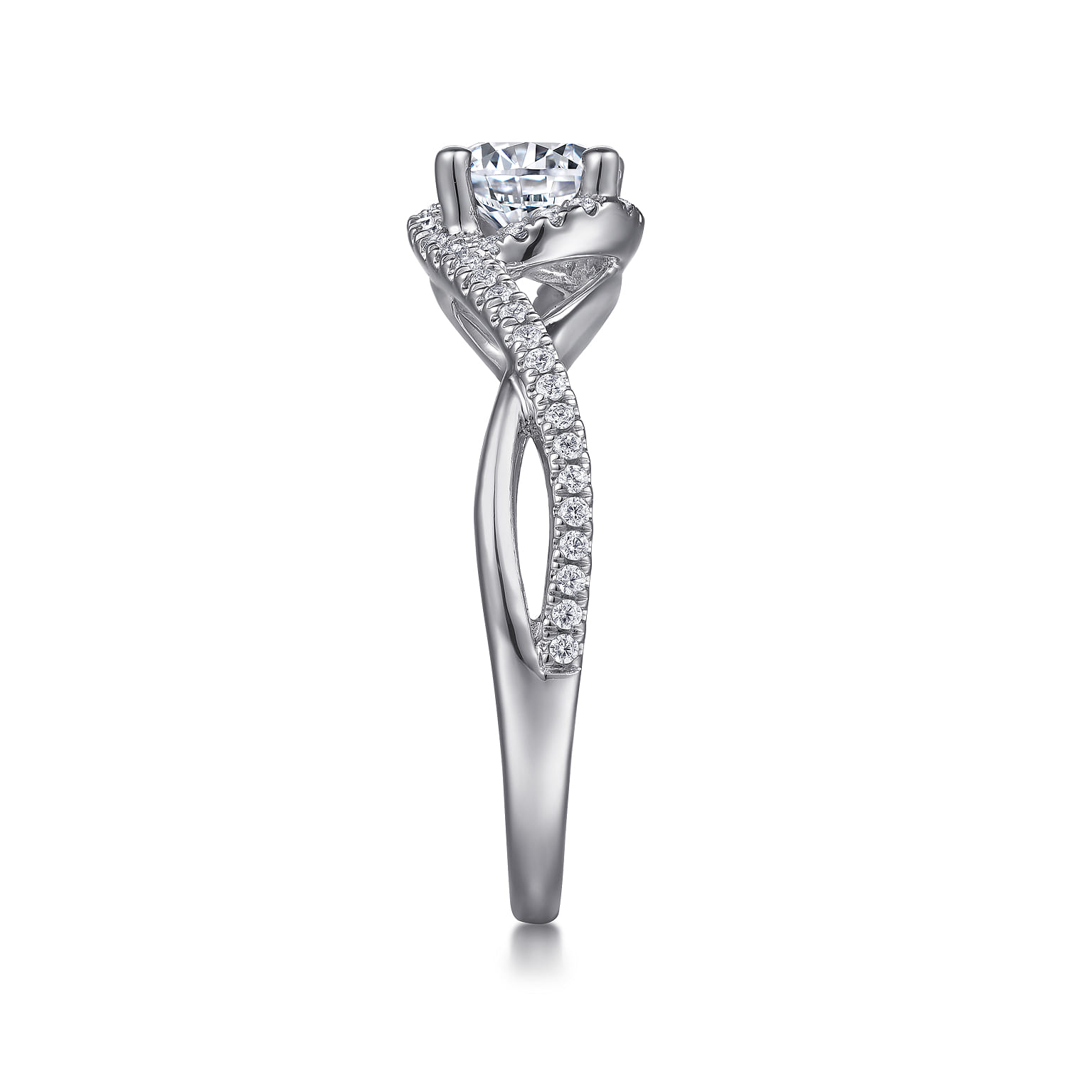 Courtney - 14K White Gold Round Twisted Diamond Engagement Ring - 0.18 ct - Shot 5
