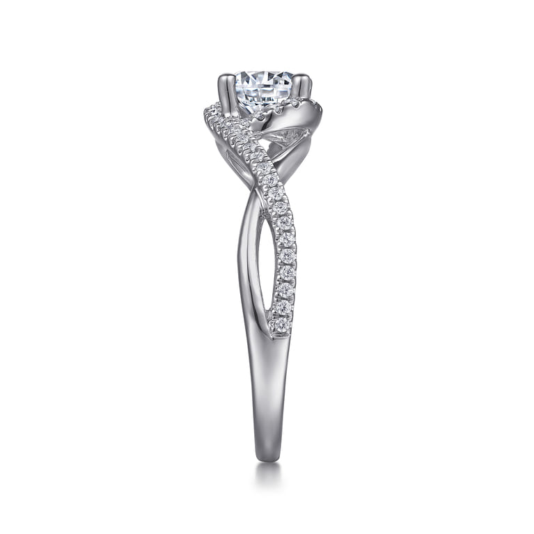 Courtney - 14K White Gold Round Twisted Diamond Engagement Ring - 0.18 ct - Shot 5