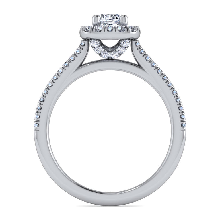 Blossom - 14K White Gold Round Halo Diamond Engagement Ring - 0.28 ct - Shot 2