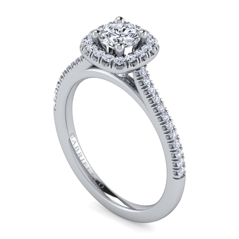 Blossom - 14K White Gold Round Halo Diamond Engagement Ring - 0.28 ct - Shot 3