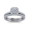 Blossom - 14K White Gold Round Halo Diamond Engagement Ring - 0.28 ct