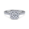 Blossom - 14K White Gold Round Halo Diamond Engagement Ring - 0.3 ct