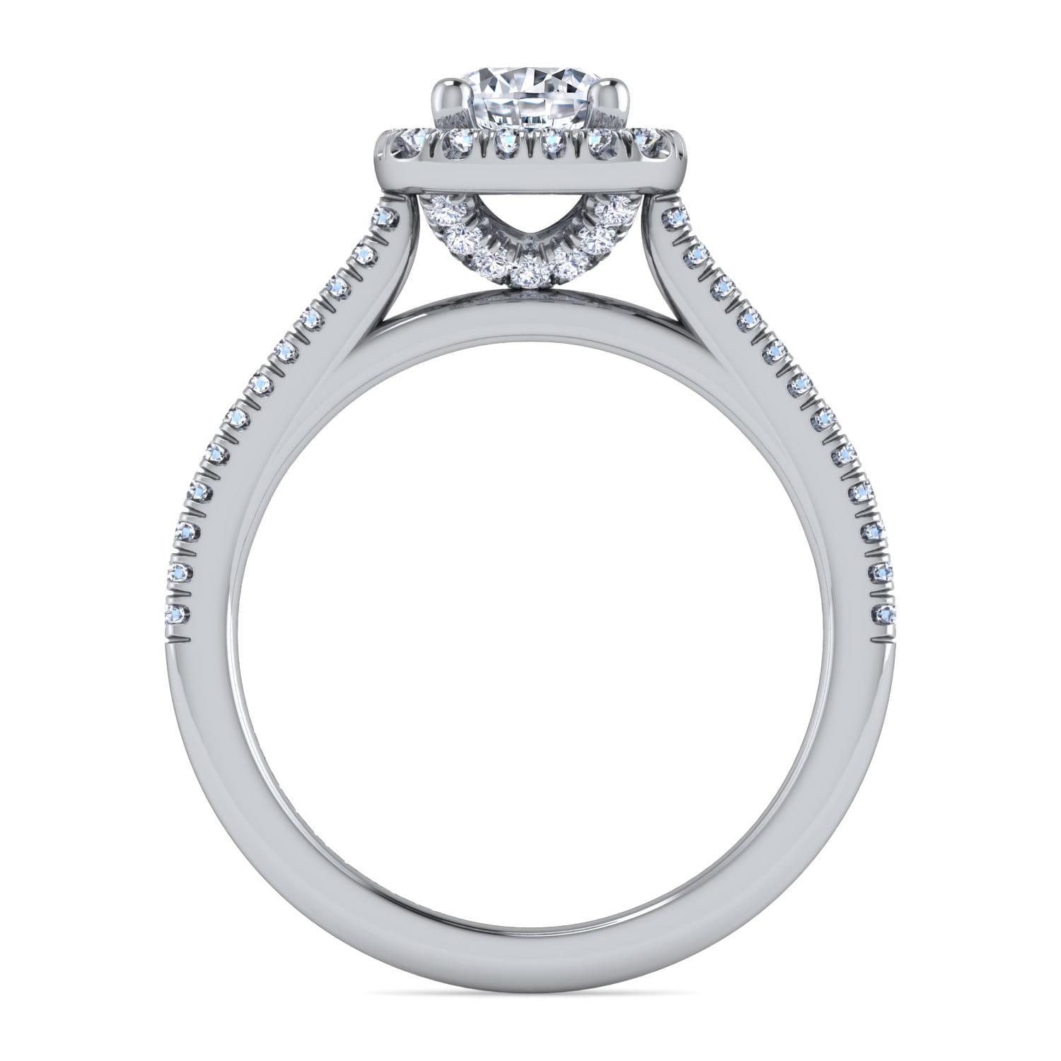 Blossom - 14K White Gold Round Halo Diamond Engagement Ring - 0.3 ct - Shot 2