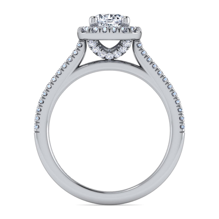 Blossom - 14K White Gold Round Halo Diamond Engagement Ring - 0.3 ct - Shot 2