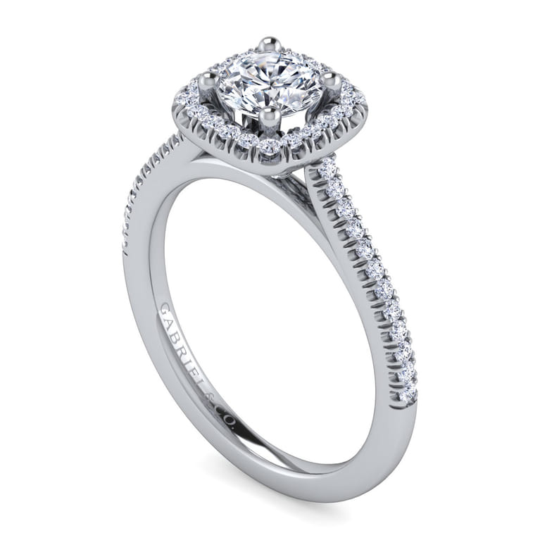 Blossom - 14K White Gold Round Halo Diamond Engagement Ring - 0.3 ct - Shot 3