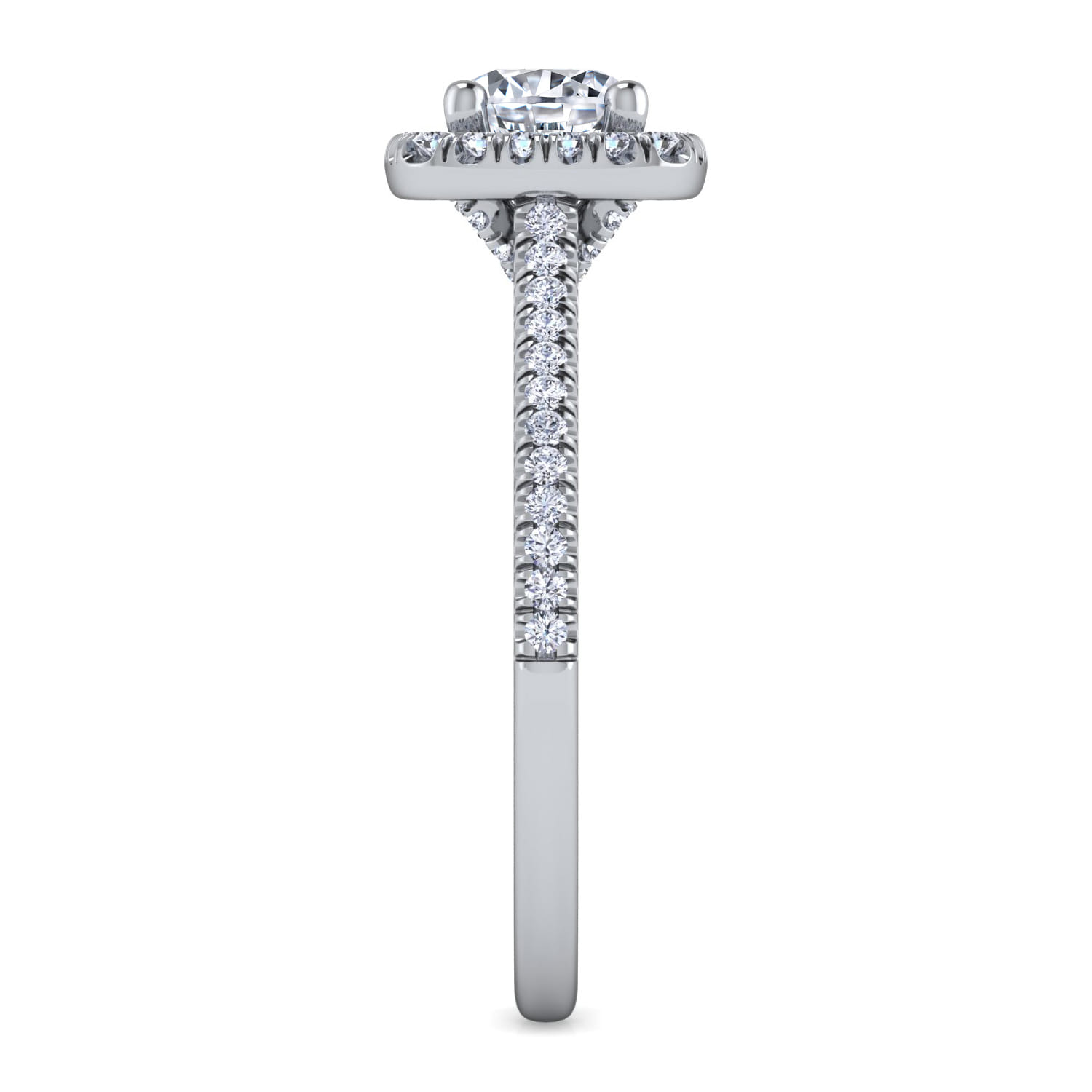 Blossom - 14K White Gold Round Halo Diamond Engagement Ring - 0.3 ct - Shot 5