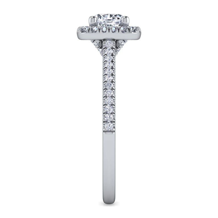 Blossom - 14K White Gold Round Halo Diamond Engagement Ring - 0.3 ct - Shot 5