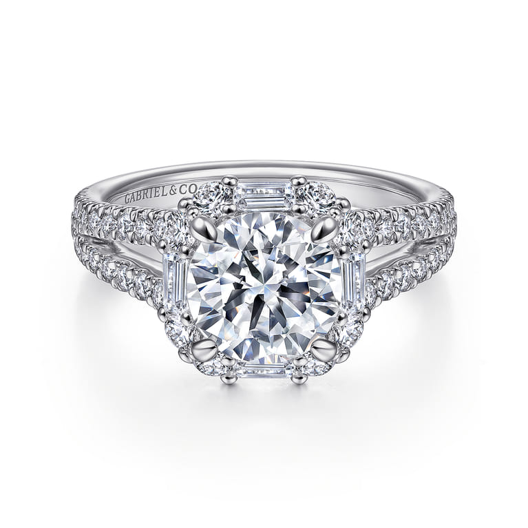Rainier - 14K White Gold Cushion Halo Round Diamond Engagement Ring - 1 ct - Shot 1