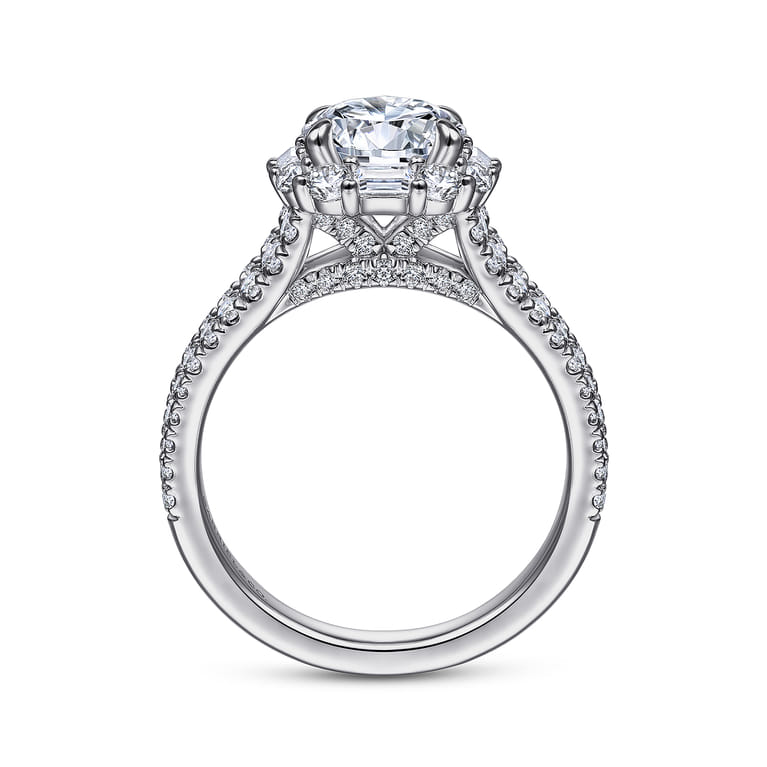 Rainier - 14K White Gold Cushion Halo Round Diamond Engagement Ring - 1 ct - Shot 2