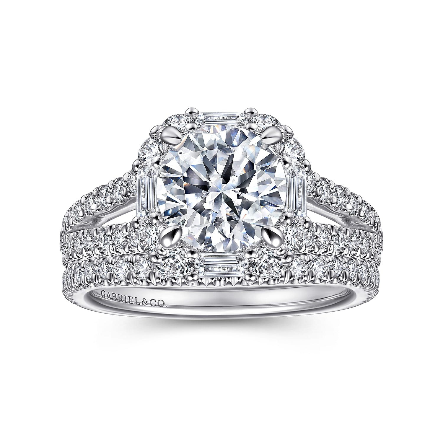 Rainier - 14K White Gold Cushion Halo Round Diamond Engagement Ring - 1 ct - Shot 4