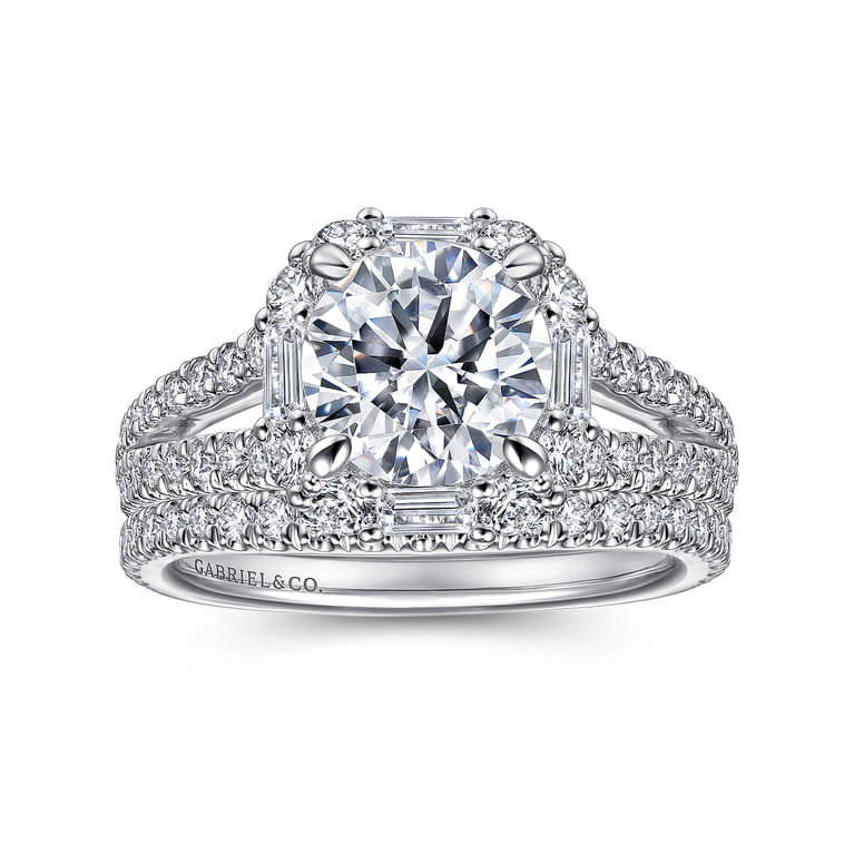 Rainier - 14K White Gold Cushion Halo Round Diamond Engagement Ring - 1 ct - Shot 4