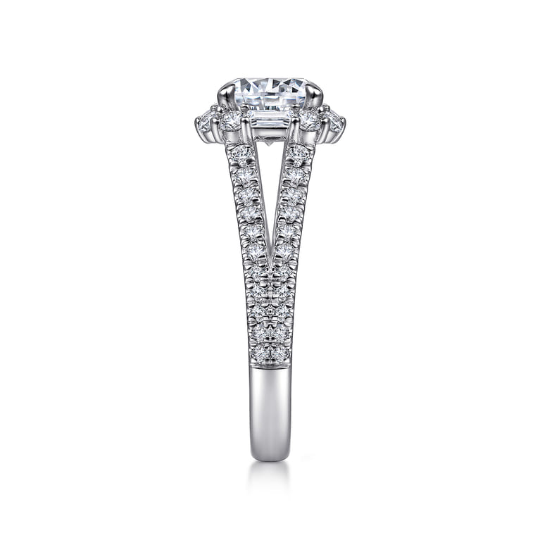 Rainier - 14K White Gold Cushion Halo Round Diamond Engagement Ring - 1 ct - Shot 5