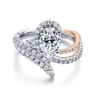 Mystic - 14K White-Rose Gold Pear Shape Halo Diamond Engagement Ring - 1.04 ct