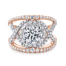 Naples - 14K White-Rose Gold Round Halo Diamond Engagement Ring - 1.07 ct