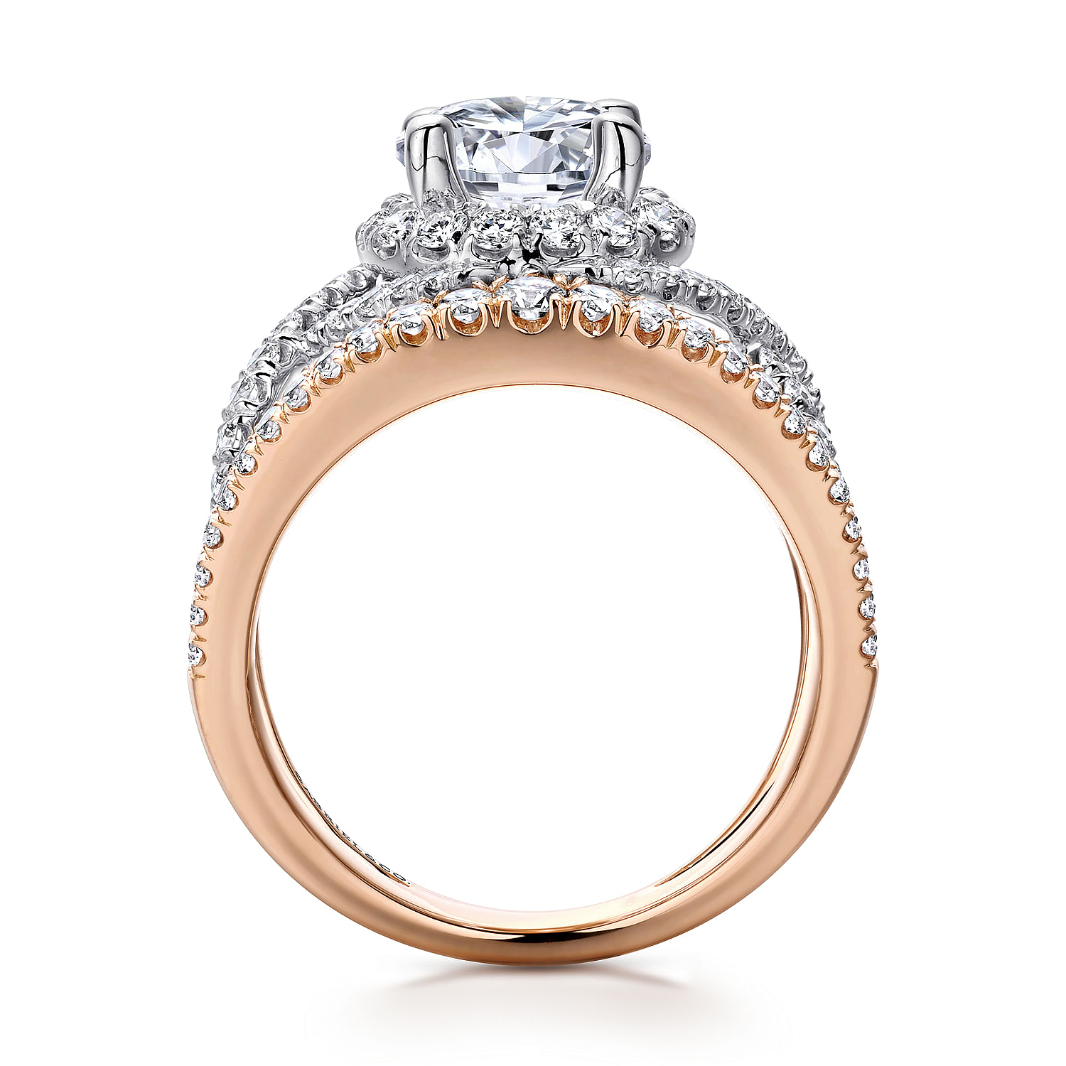 gabriel さん、 Round Halo Ring in 14k White/Rose Gold | Gabriel & Co