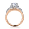 Naples - 14K White-Rose Gold Round Halo Diamond Engagement Ring - 1.07 ct