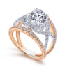 Naples - 14K White-Rose Gold Round Halo Diamond Engagement Ring - 1.07 ct