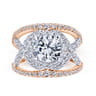 Naples - 14K White-Rose Gold Round Halo Diamond Engagement Ring - 1.07 ct