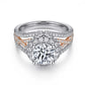 Delicacy - 14K White-Rose Gold Round Halo Diamond Engagement Ring - 1.05 ct