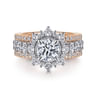 Clarence - 14K White-Rose Gold Fancy Halo Round Diamond Engagement Ring - 2.32 ct