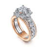 Clarence - 14K White-Rose Gold Fancy Halo Round Diamond Engagement Ring - 2.32 ct