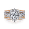 Clarence - 14K White-Rose Gold Fancy Halo Round Diamond Engagement Ring - 2.32 ct