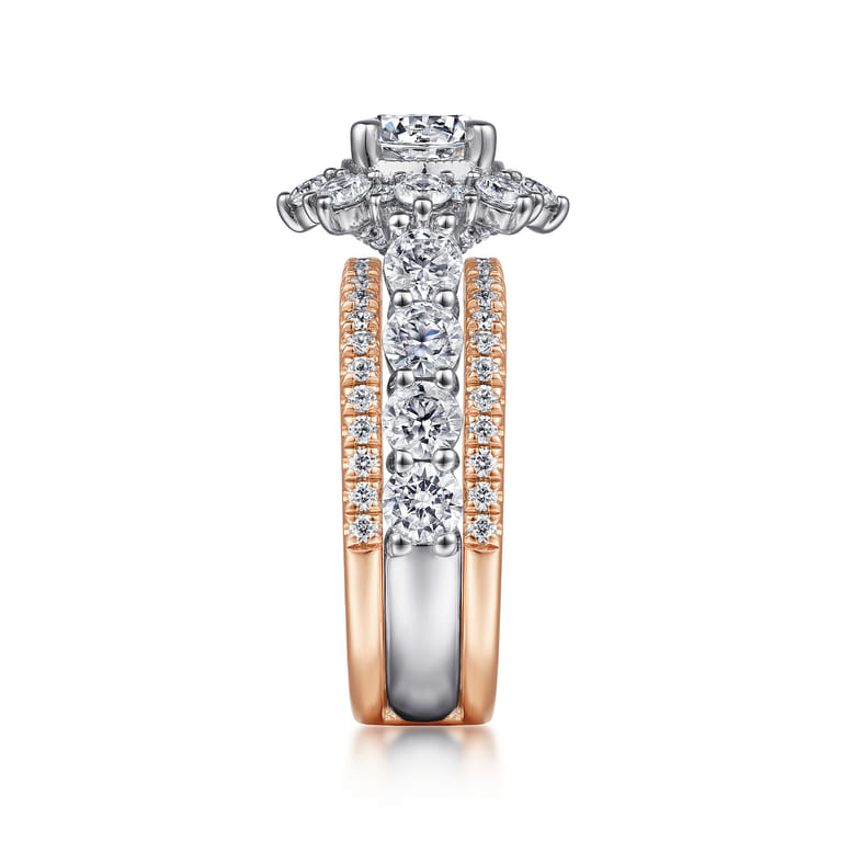 Clarence - 14K White-Rose Gold Fancy Halo Round Diamond Engagement Ring - 2.32 ct - Shot 5