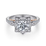 Calandra - 14K White-Rose Gold Fancy Halo Round Diamond Engagement Ring - 0.47 ct