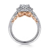 Calandra - 14K White-Rose Gold Fancy Halo Round Diamond Engagement Ring - 0.47 ct