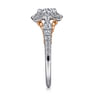 Calandra - 14K White-Rose Gold Fancy Halo Round Diamond Engagement Ring - 0.47 ct
