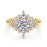 Emarie - 14K Yellow Gold Cushion Halo Diamond Engagement Ring - 0.65 ct