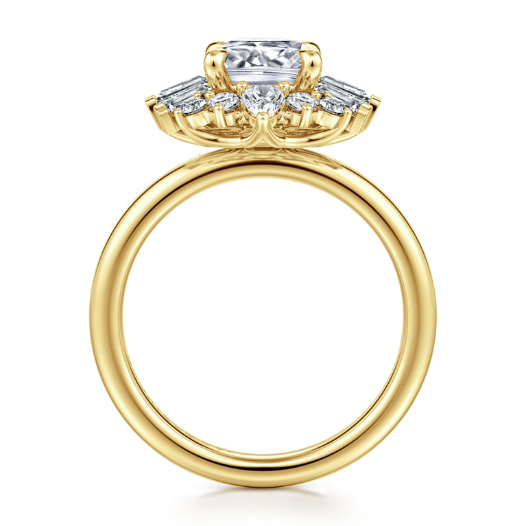 Emarie - 14K Yellow Gold Cushion Halo Diamond Engagement Ring - 0.65 ct - Shot 2
