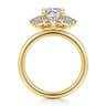 Emarie - 14K Yellow Gold Cushion Halo Diamond Engagement Ring - 0.65 ct