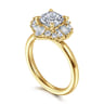 Emarie - 14K Yellow Gold Cushion Halo Diamond Engagement Ring - 0.65 ct