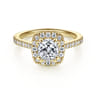 Carly - 14K Yellow Gold Cushion Halo Diamond Engagement Ring - 0.32 ct
