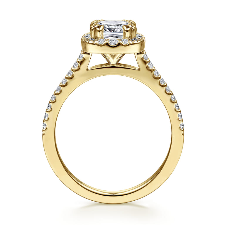 Carly - 14K Yellow Gold Cushion Halo Diamond Engagement Ring - 0.32 ct - Shot 2