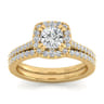 Carly - 14K Yellow Gold Cushion Halo Diamond Engagement Ring - 0.32 ct