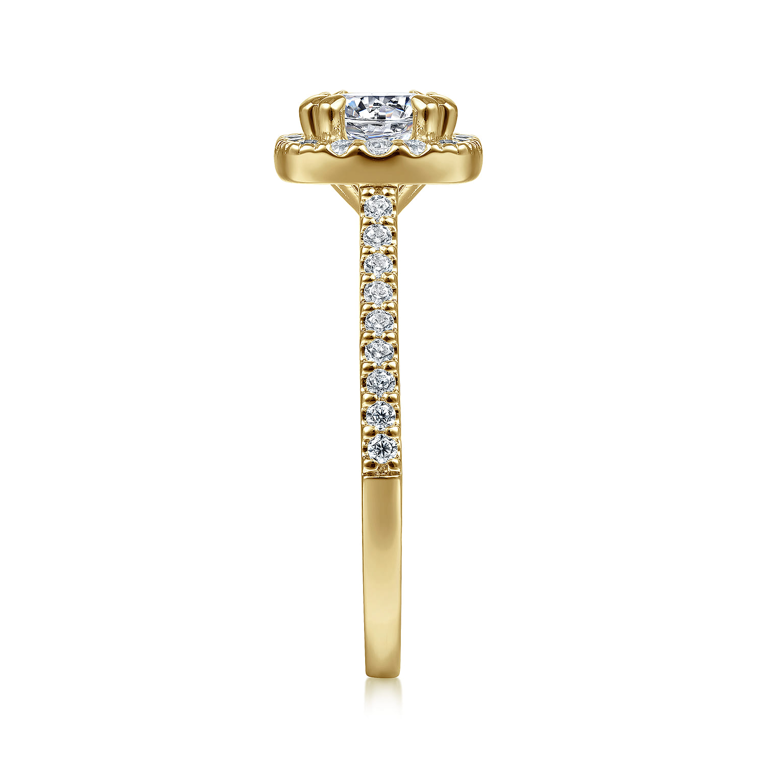 Carly - 14K Yellow Gold Cushion Halo Diamond Engagement Ring - 0.32 ct - Shot 5