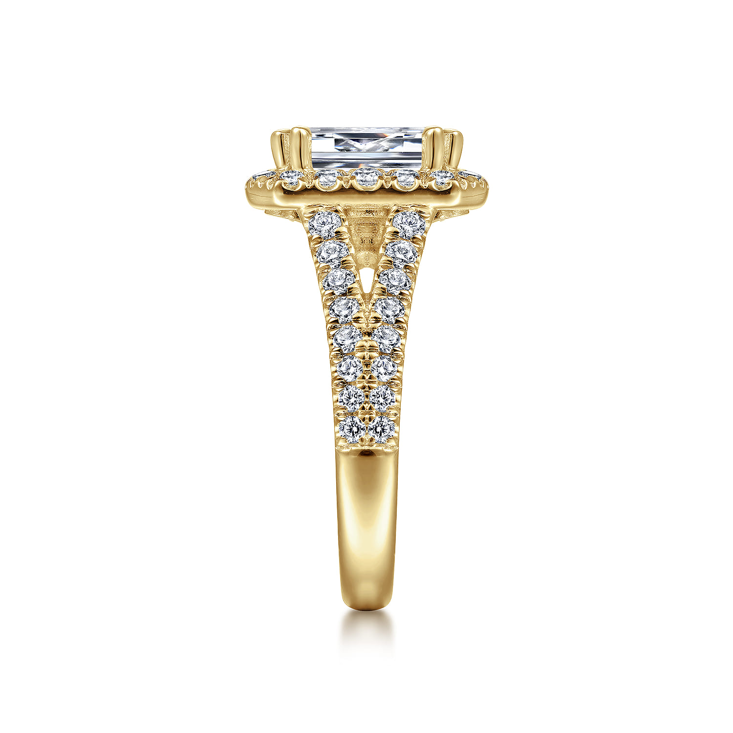 James - 14K Yellow Gold Halo Emerald Cut Diamond Engagement Ring - 0.93 ct - Shot 5