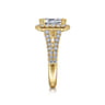 James - 14K Yellow Gold Halo Emerald Cut Diamond Engagement Ring - 0.93 ct