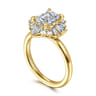 Emarie - 14K Yellow Gold Emerald Cut Halo Diamond Engagement Ring - 0.65 ct