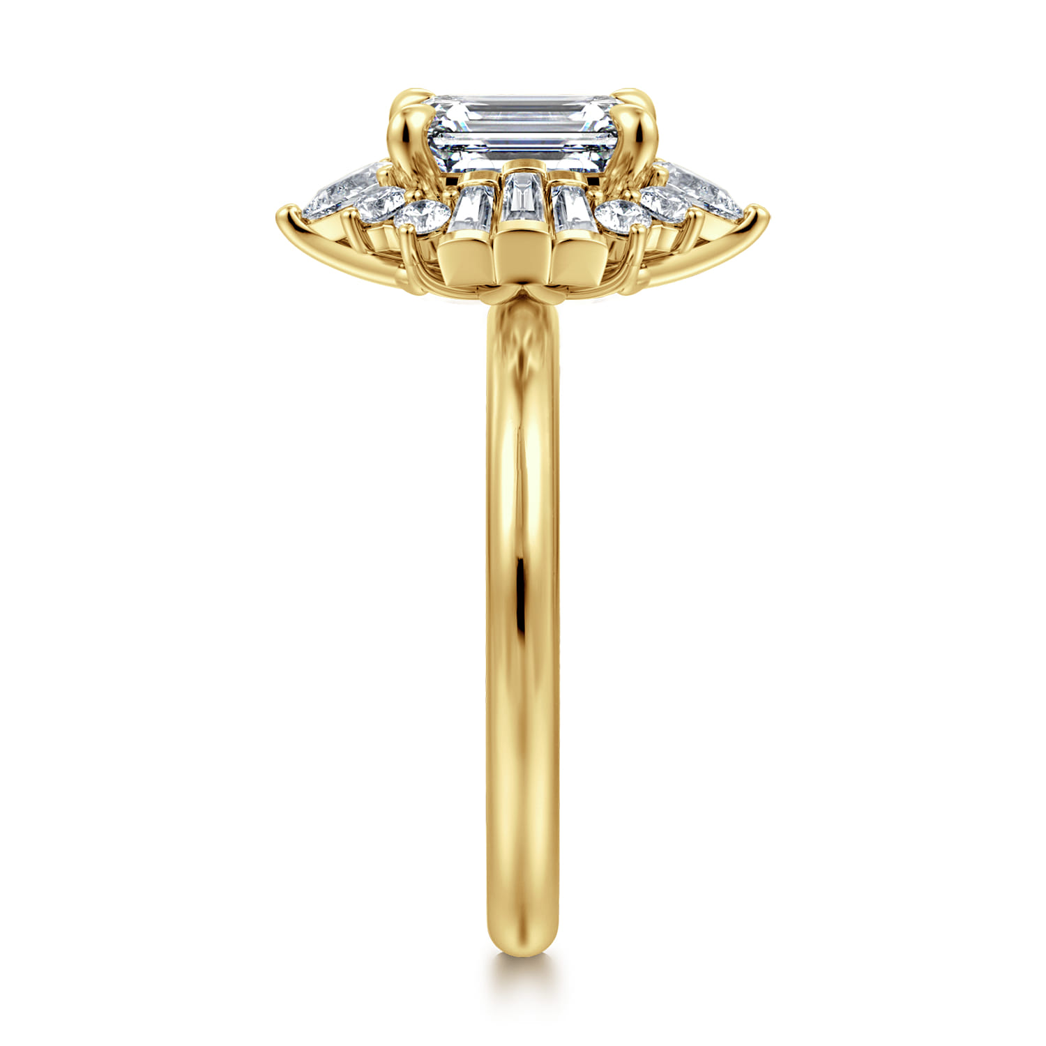 Emarie - 14K Yellow Gold Emerald Cut Halo Diamond Engagement Ring - 0.65 ct - Shot 4