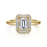 Cammie - 14K Yellow Gold Halo Emerald Cut Diamond Engagement Ring - 0.4 ct