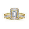 Cammie - 14K Yellow Gold Halo Emerald Cut Diamond Engagement Ring - 0.4 ct