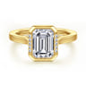 Virelia - 14K Yellow Gold Bezel Set Emerald Cut Diamond Engagement Ring - 0.14 ct