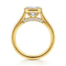 Virelia - 14K Yellow Gold Bezel Set Emerald Cut Diamond Engagement Ring - 0.14 ct